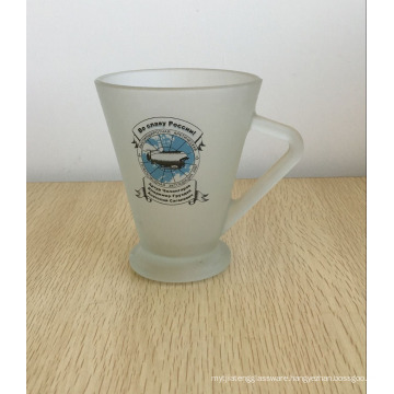 250ml Frosted Glass Beer Mug stein With Triangle Handle.